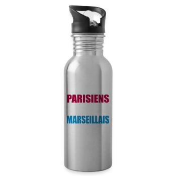 Parisiens Vs Marseillais Humour et drôles - Gourde avec paille intégrée - argent clair - Droite