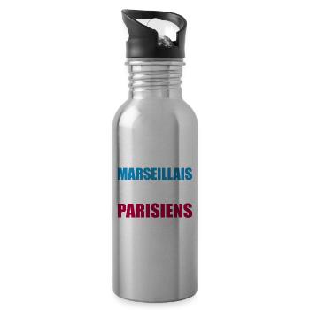 Marseillais Vs Parisiens Humour et drôles - Gourde avec paille intégrée - argent clair - Droite