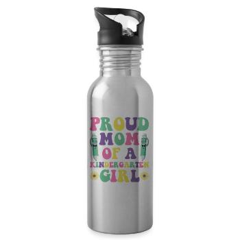 Stolze Mutter eines Kindergartenmädchens! Tochter - Trinkflasche mit integriertem Trinkhalm - Lightsilver - Rechts