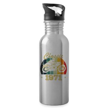 Cadeau D’anniversaire Classique vintage Né en 1971 - Gourde avec paille intégrée - argent clair - Droite
