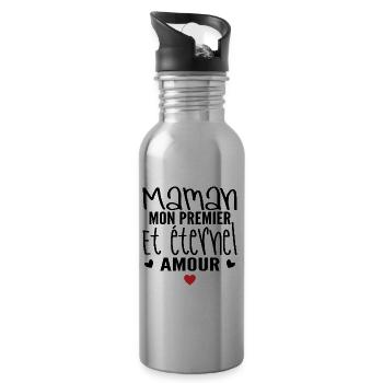 Ewige Liebe Mama Geschenk - Trinkflasche mit integriertem Trinkhalm - Lightsilver - Rechts