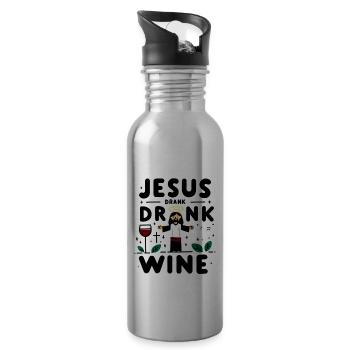 Jesus Drank Wine 7 - Trinkflasche mit integriertem Trinkhalm - Lightsilver - Rechts