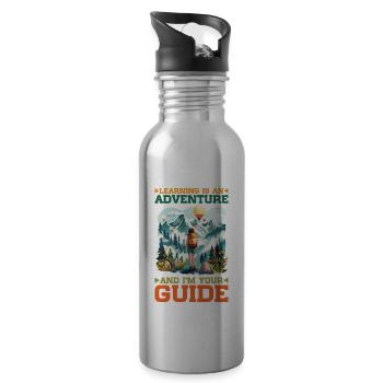 Learning Is An Adventure And I'm Your Guide - Trinkflasche mit integriertem Trinkhalm - Lightsilver - Rechts