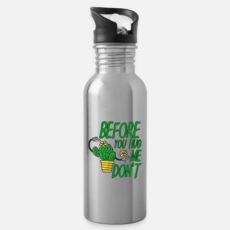 Before You Hug Me Don't - Trinkflasche mit integriertem Trinkhalm - Lightsilver