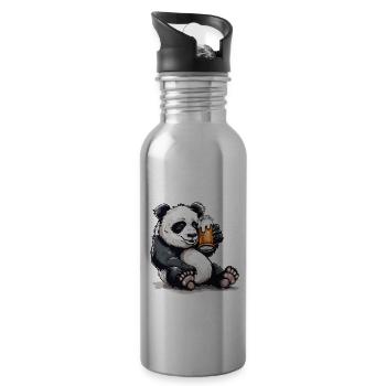 Cute Panda Drinking Beer 2 - Trinkflasche mit integriertem Trinkhalm - Lightsilver - Rechts