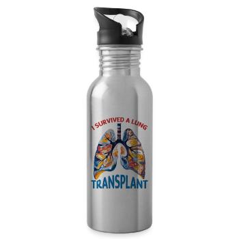 I Survived A Lung Transplant 2 - Trinkflasche mit integriertem Trinkhalm - Lightsilver - Rechts