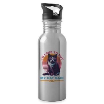 I'd Love To But My Cat Said No - Trinkflasche mit integriertem Trinkhalm - Lightsilver - Rechts