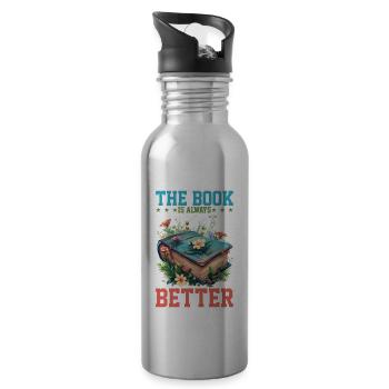 The Book Is Always Better - Trinkflasche mit integriertem Trinkhalm - Lightsilver - Rechts
