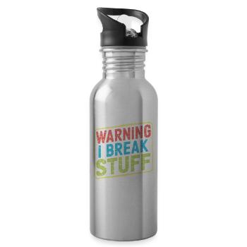 Warning I Break Stuff 21 - Trinkflasche mit integriertem Trinkhalm - Lightsilver - Rechts