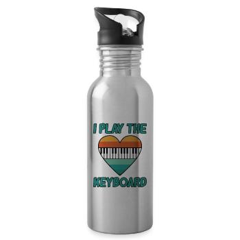 I Play The Keyboard - Trinkflasche mit integriertem Trinkhalm - Lightsilver - Rechts