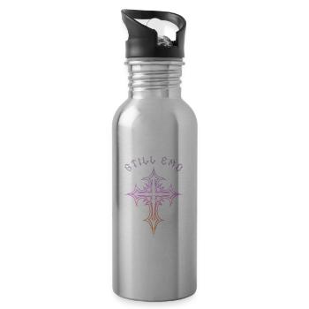 Still Goth! Gothic Aesthetics Y2K Cross - Water bottle with straw - silver - Right