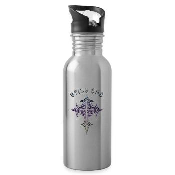 Still Goth! Gothic Aesthetics Y2K Cross - Water bottle with straw - silver - Right