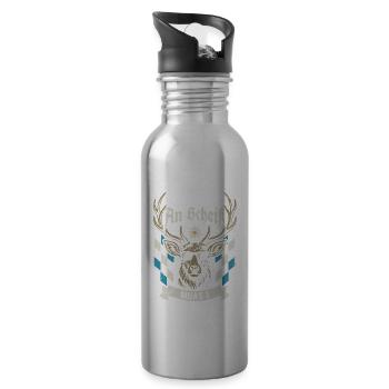 Cooler Hirsch - An Scheiß muas i - Bier & Gaudi - Trinkflasche mit integriertem Trinkhalm - Lightsilver - Rechts