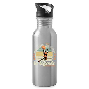 papa homme mythe légende basketteur papa basket - Gourde avec paille intégrée - argent clair - Droite
