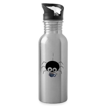 Araignée avec café - douce idée cadeau - Gourde avec paille intégrée - argent clair - Droite