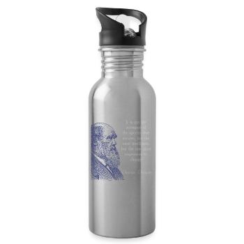 Zitieren Darwin Biologie Evolutionstheorie - Trinkflasche mit integriertem Trinkhalm - Lightsilver - Rechts