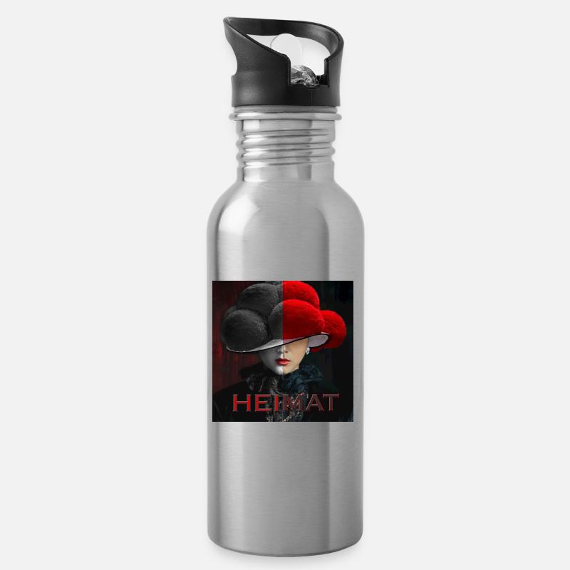 Schwarzwald Lady Art Heimat - Trinkflasche mit integriertem Trinkhalm - Lightsilver