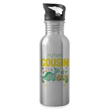 Zukünftige Cousine 2024 Ich werde Cousine Schwangerschaft - Trinkflasche mit integriertem Trinkhalm - Lightsilver - Rechts