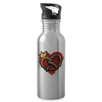 Brezel / Krone / Herz / Volksfest / Bäcker/ Dirndl - Trinkflasche mit integriertem Trinkhalm - Lightsilver - Rechts