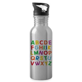 ABC Bunte Buchstaben des Alphabets zum Lesen - Trinkflasche mit integriertem Trinkhalm - Lightsilver - Rechts