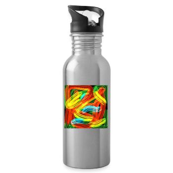 Color Stripes - Water bottle with straw - silver - Right