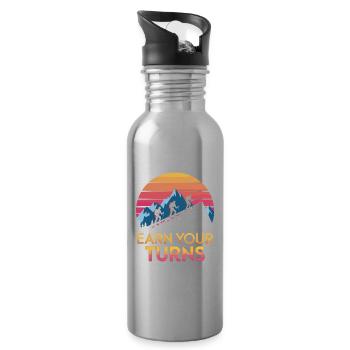 Verdienen Sie Ihre Schwünge Ski-Design - Trinkflasche mit integriertem Trinkhalm - Lightsilver - Rechts