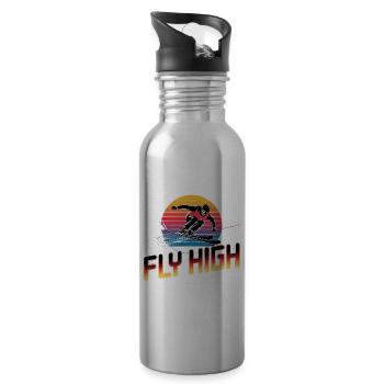 Fly High Freestyle Skier - Water bottle with straw - silver - Right