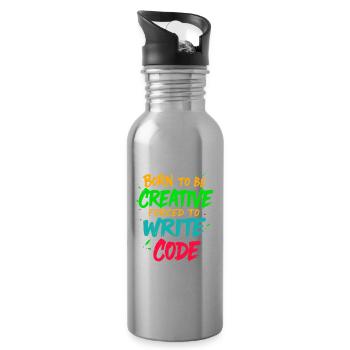 Geboren, um kreativ zu sein Gezwungen, Code zu schreiben T-Shirt - Trinkflasche mit integriertem Trinkhalm - Lightsilver - Rechts