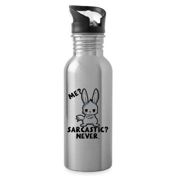 Sarcasm Irony Sarcastic Gift - Water bottle with straw - silver - Right