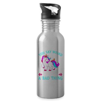 Lustiges Einhorn - Trinkflasche mit integriertem Trinkhalm - Lightsilver - Rechts