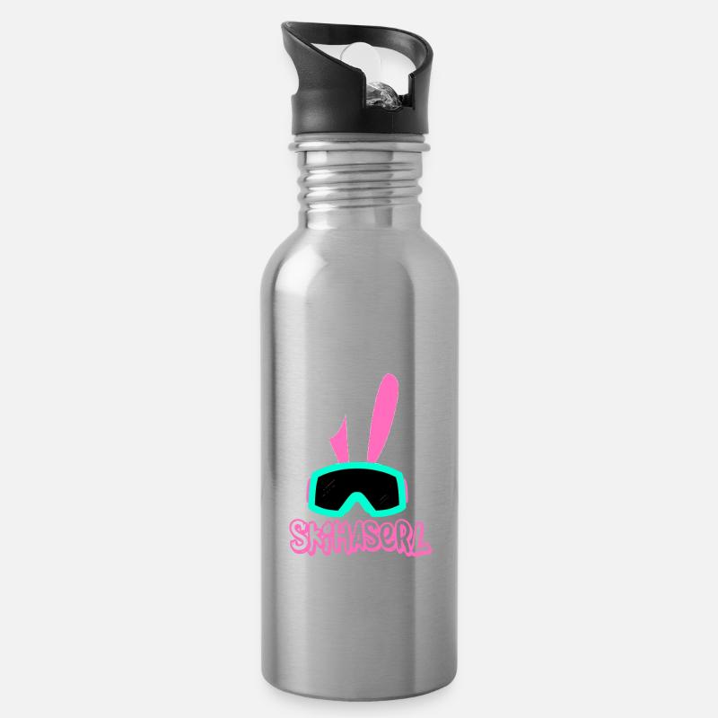 Skihaserl - Gourde avec paille intégrée - argent clair