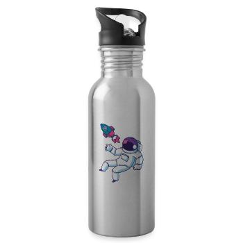 astronaut weltraum space - Trinkflasche mit integriertem Trinkhalm - Lightsilver - Rechts