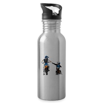 mottorad vater sohn geschenk - Trinkflasche mit integriertem Trinkhalm - Lightsilver - Rechts
