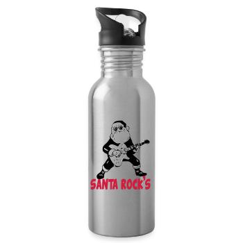 Santa rocks guitar Christmas Music Christmas - Water bottle with straw - silver - Right