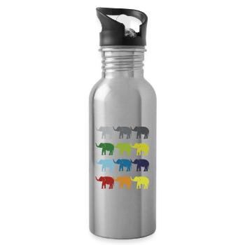 Neon Pop Art Retro Elefant Dickhäuter Geschenkidee - Trinkflasche mit integriertem Trinkhalm - Lightsilver - Rechts