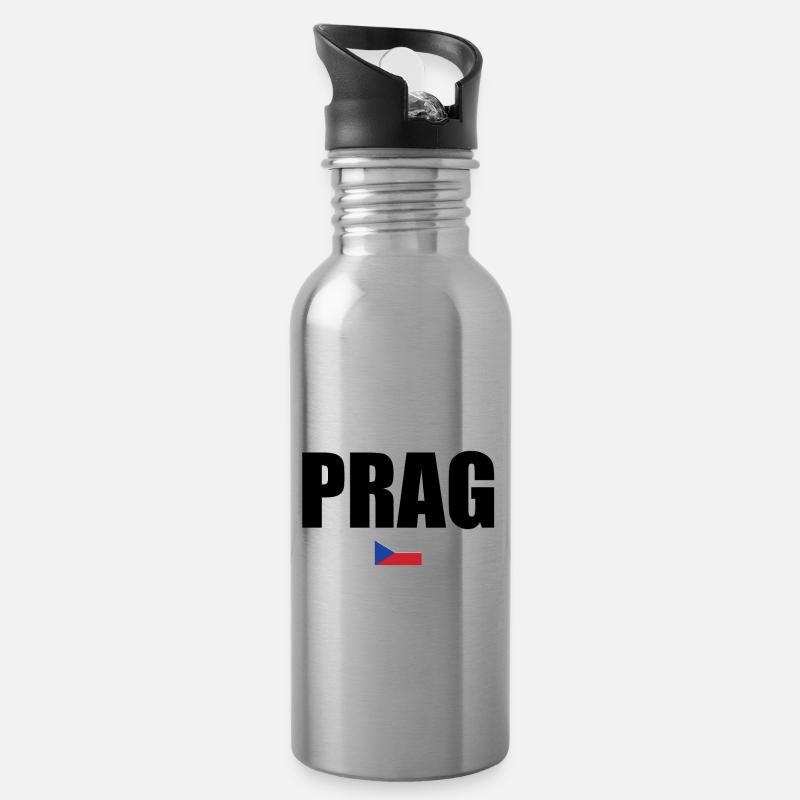 en tchèque Prague Voyage Souvenirs Idée cadeau - Gourde avec paille intégrée - argent clair