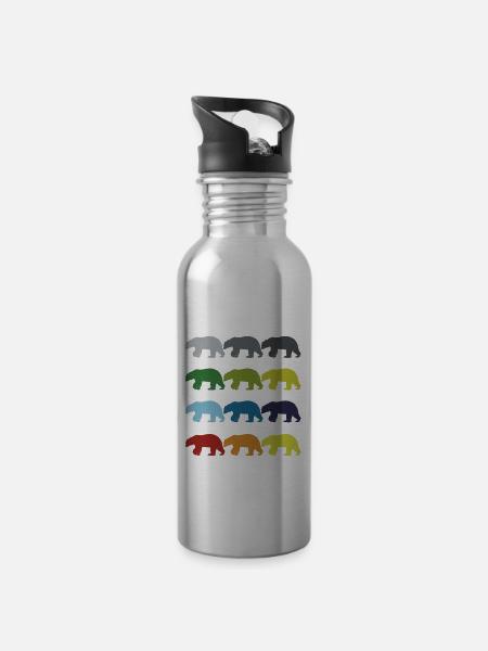 Neon Pop Art Retro Eisbär Wildtier Geschenkidee - Trinkflasche mit integriertem Trinkhalm - Lightsilver