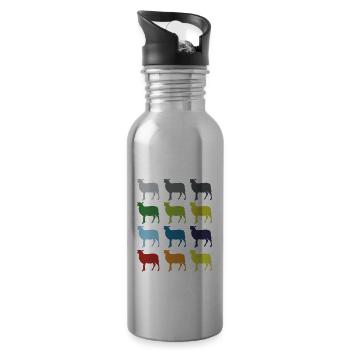 Neon Pop Art Retro Schaf Haustier Geschenkidee - Trinkflasche mit integriertem Trinkhalm - Lightsilver - Rechts