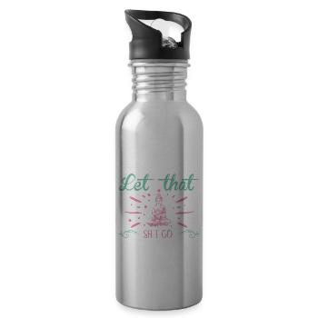 Yoga Buddha Meditation Stress Relief Leave it - Water bottle with straw - silver - Right