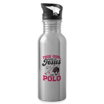 Polo Sports équestres Cette fille court sur Jésus et Polo - Gourde avec paille intégrée - argent clair - Droite