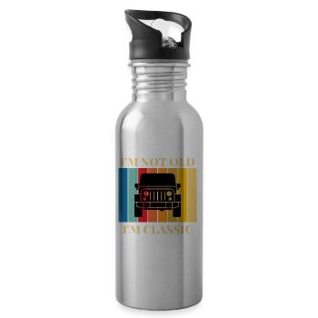 Ich bin nicht alt, ich bin ein Klassiker-Auto - Trinkflasche mit integriertem Trinkhalm - Lightsilver - Rechts