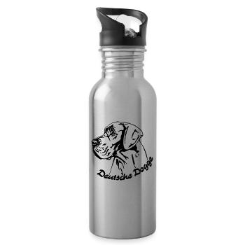 Deutsche Dogge schwarz - Trinkflasche mit integriertem Trinkhalm - Lightsilver - Rechts