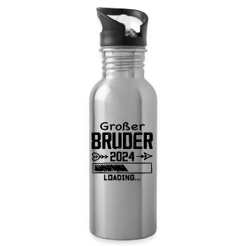 Großer Bruder 2024 - Trinkflasche mit integriertem Trinkhalm - Lightsilver - Rechts