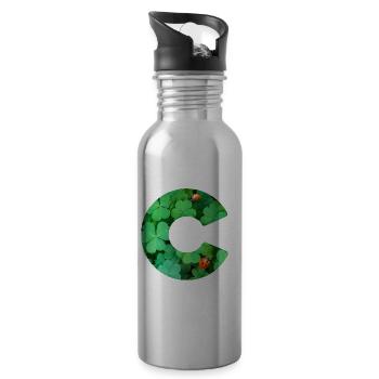 Shamrocks C - Water bottle with straw - silver - Right