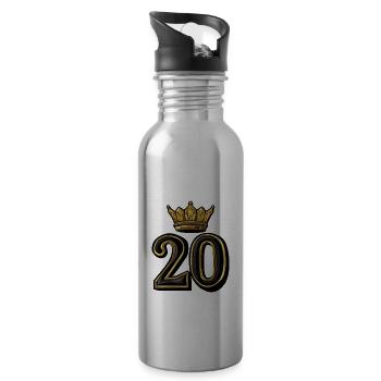 20 Zahl Krone - Trinkflasche mit integriertem Trinkhalm - Lightsilver - Rechts