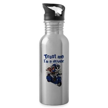 Skull Scooterman Gift Idea - Water bottle with straw - silver - Right