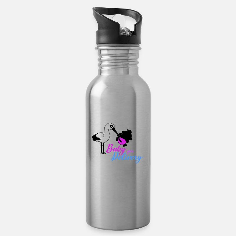 Naissance, bébé pour l'accouchement - naissance + accouchement - Gourde avec paille intégrée - argent clair