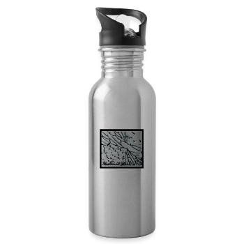 shattered glass - zerbrochenes Glas - Trinkflasche mit integriertem Trinkhalm - Lightsilver - Rechts