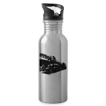 Dampflok, Eisenbahn - Trinkflasche mit integriertem Trinkhalm - Lightsilver - Rechts