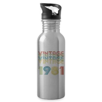 Anniversaire Vintage 1981 - Gourde avec paille intégrée - argent clair - Droite